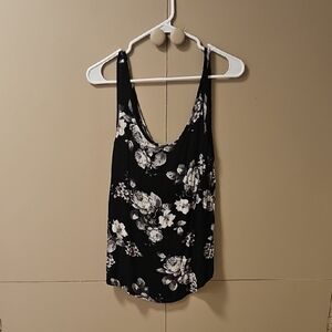 Forever 21 Black and White Floral Tank Top